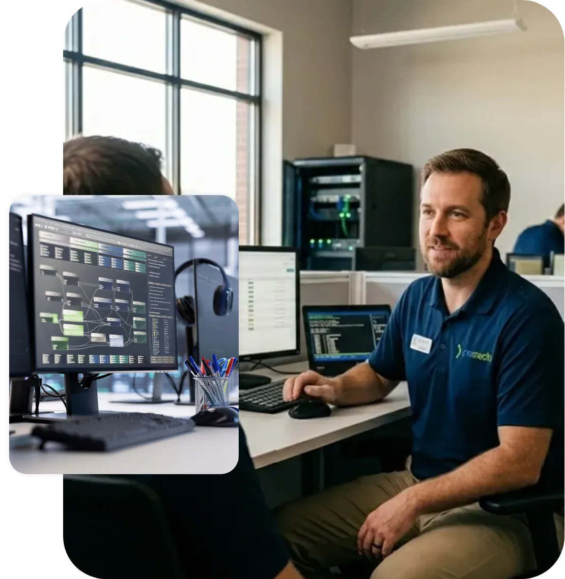 Promedia IT- und AV-Techniker bei der Systemkonfiguration – fester Ansprechpartner für Planung, Installation und Managed Services von Konferenzraumtechnik im DACH-Raum.