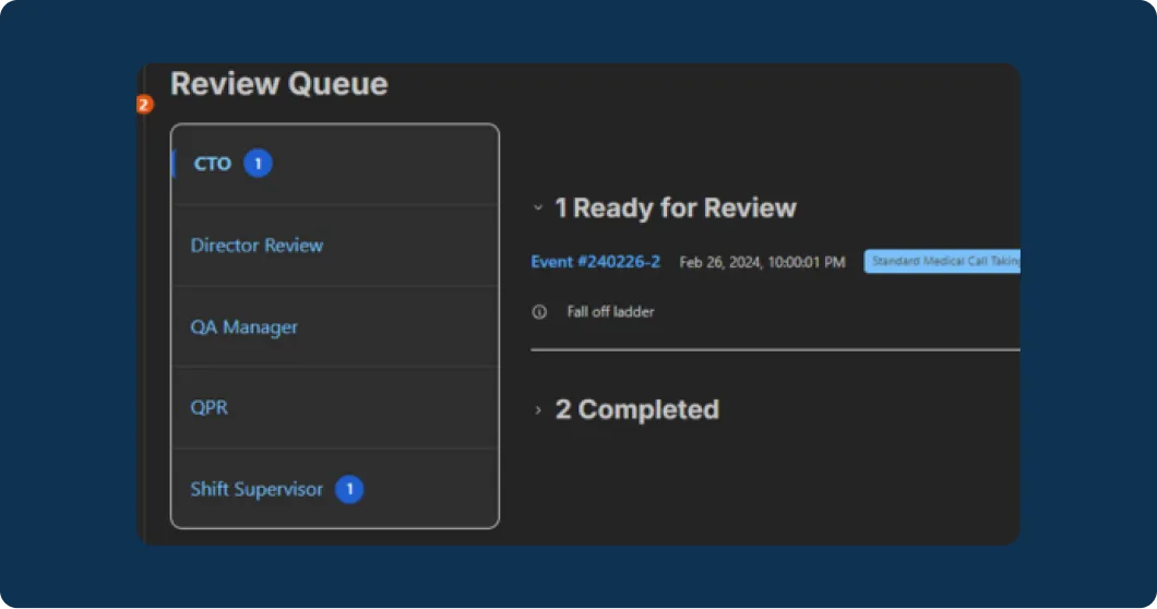 A screenshot showing a customized call review queue.