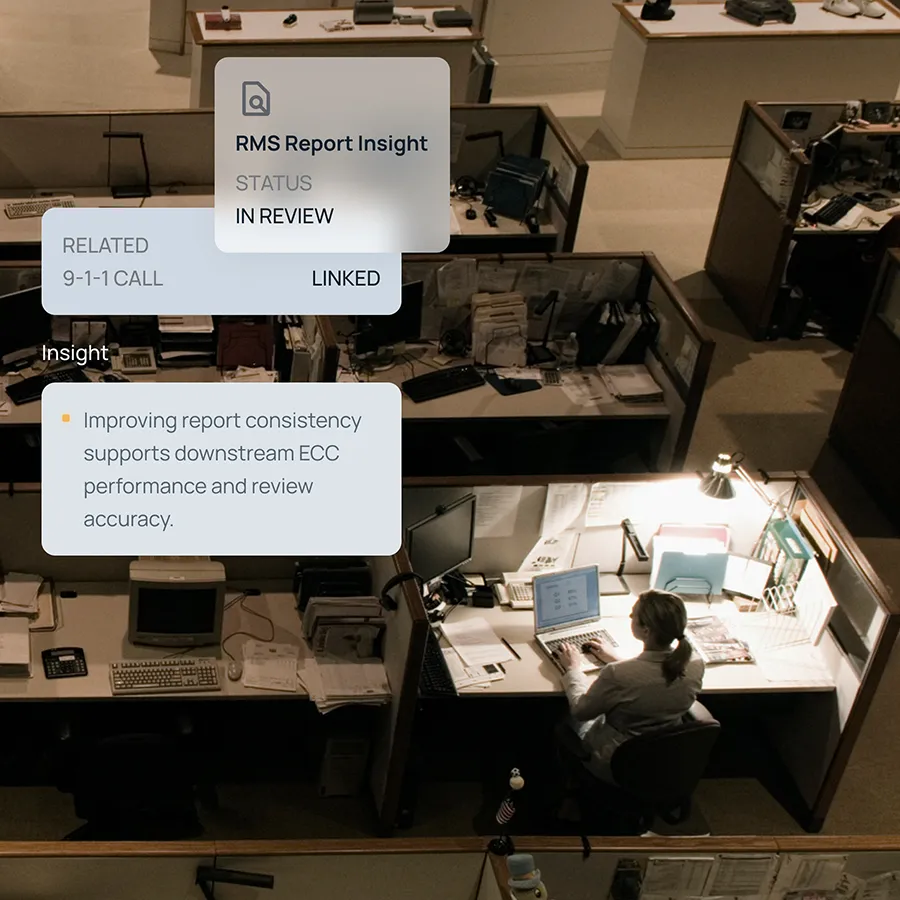 A law enforcement professional using a records management system.