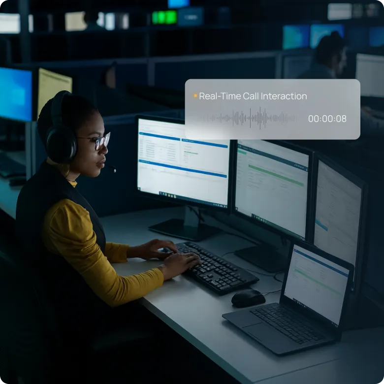 A 9-1-1 operator receiving real-time guidance during an emergency call.