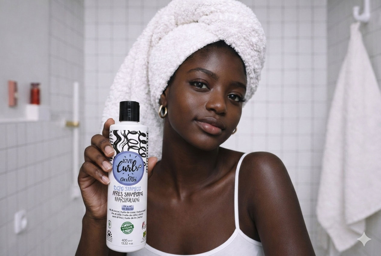 Lächelnde Frau mit Brille und kurzen blonden Haaren, die in einem modernen Büro auf einem grauen Stuhl sitzt. Hinter ihr steht eine Pflanze.