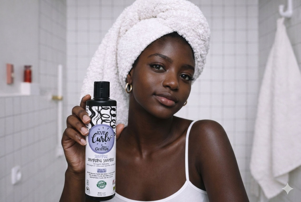 Lächelnde Frau mit Brille und kurzen blonden Haaren, die in einem modernen Büro auf einem grauen Stuhl sitzt. Hinter ihr steht eine Pflanze.