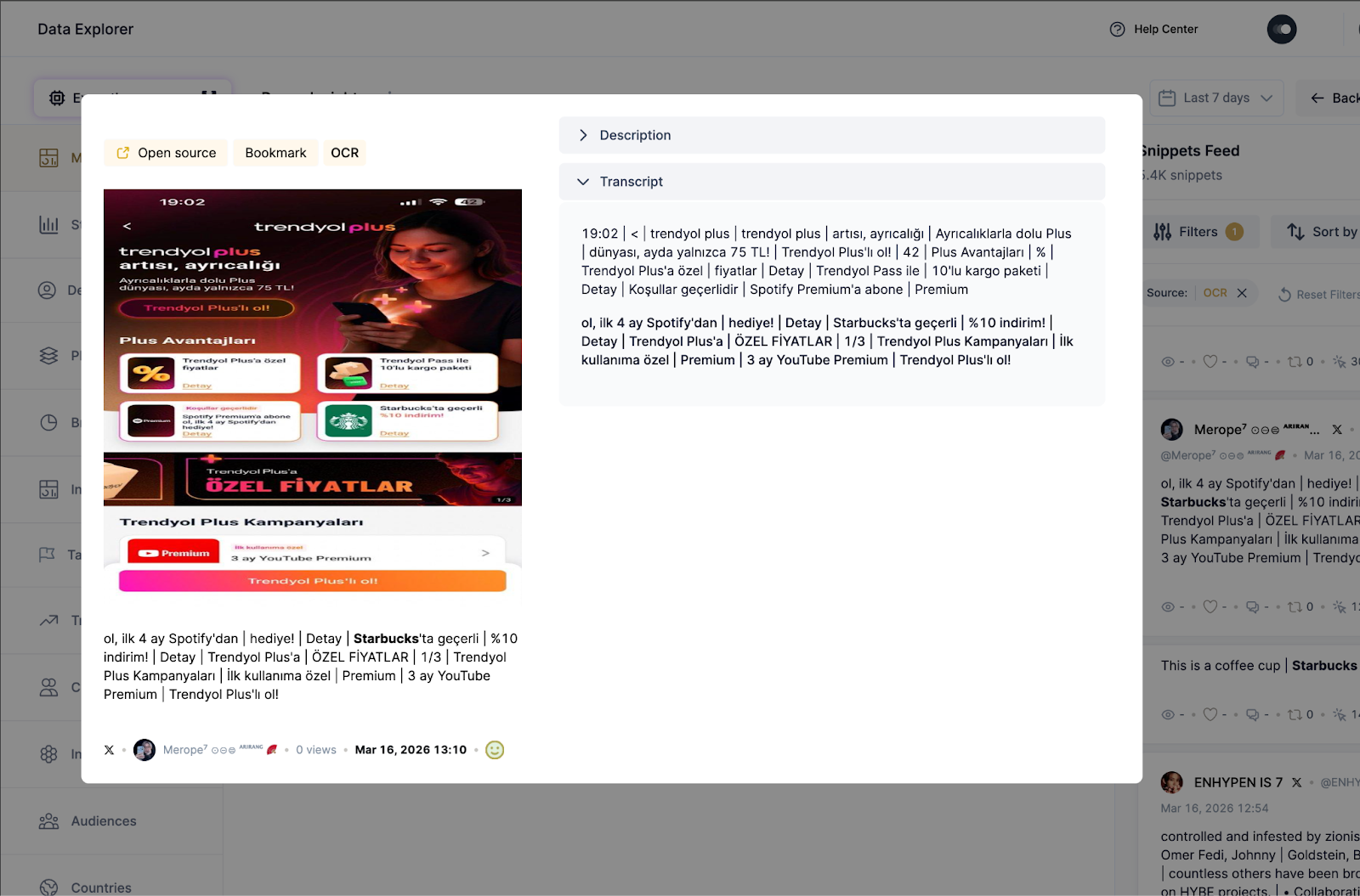 An advert showing various logos, including Starbucks