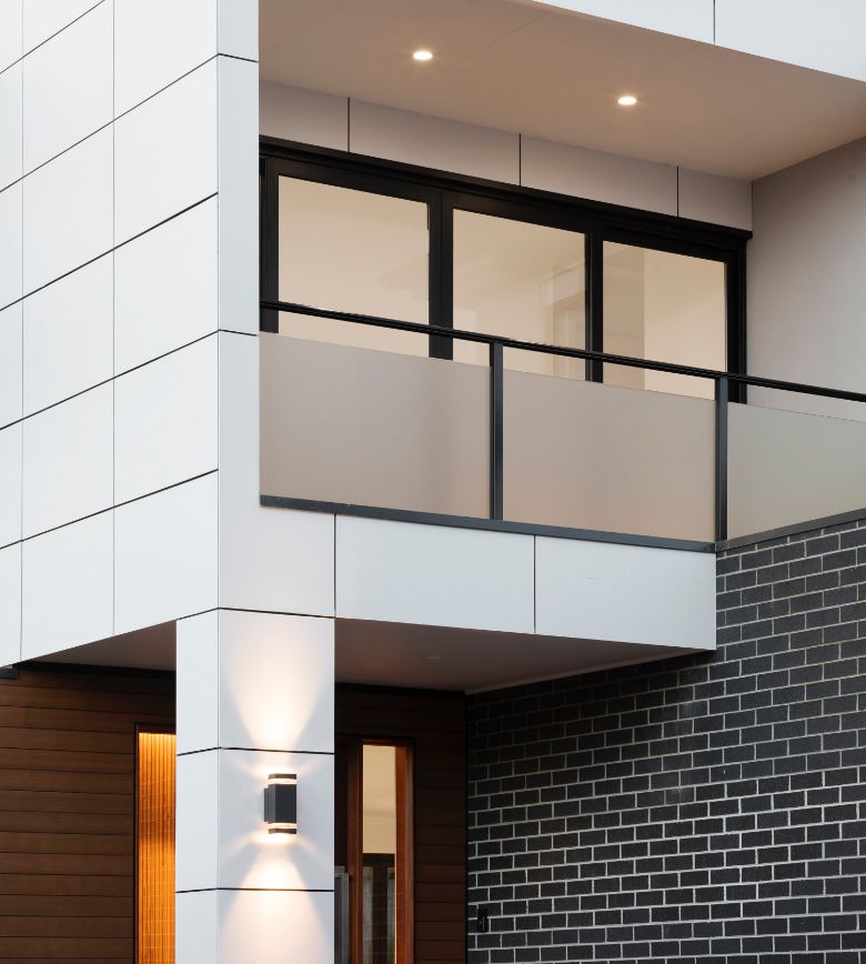 Modern entrance to a mansion.