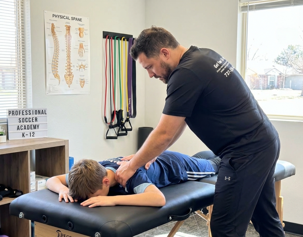 Patient working with a provider at a physical therapy clinic in Austin