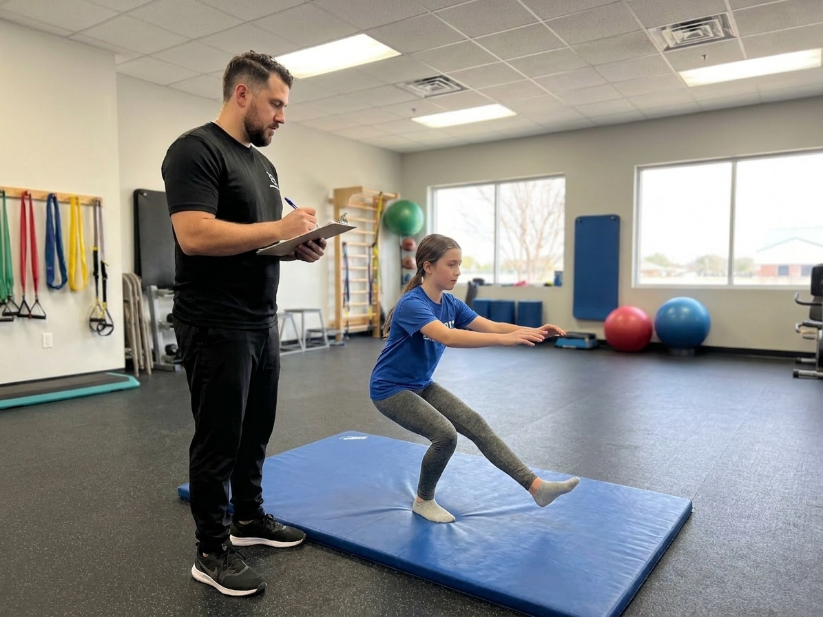 Patient completing a functional movement screen with a physical therapist at a sports and orthopedic physical therapy clinic in Austin, TX
