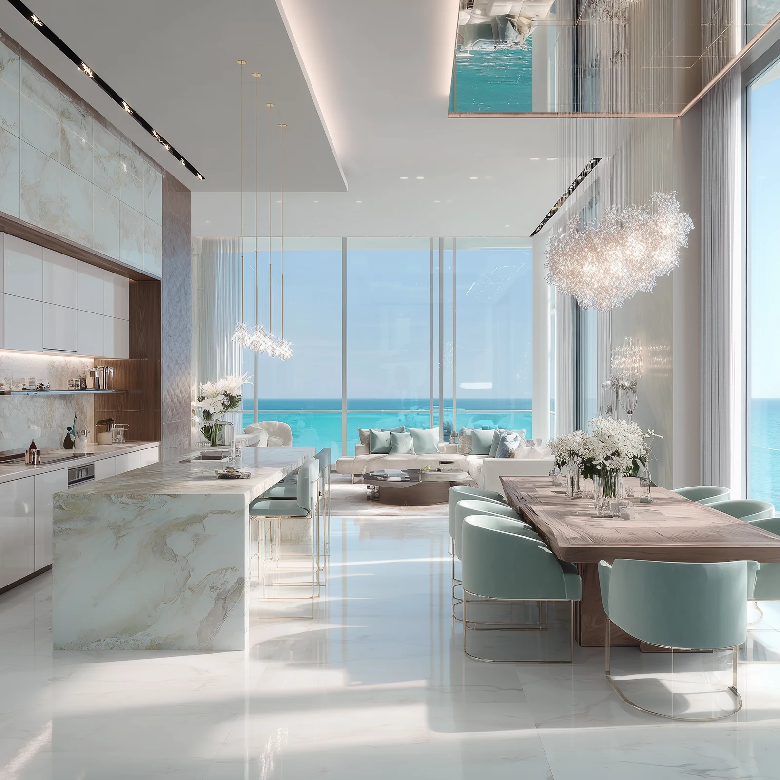Vistal Victoria Swarovski one-bedroom residence living room, Al Mouj Muscat