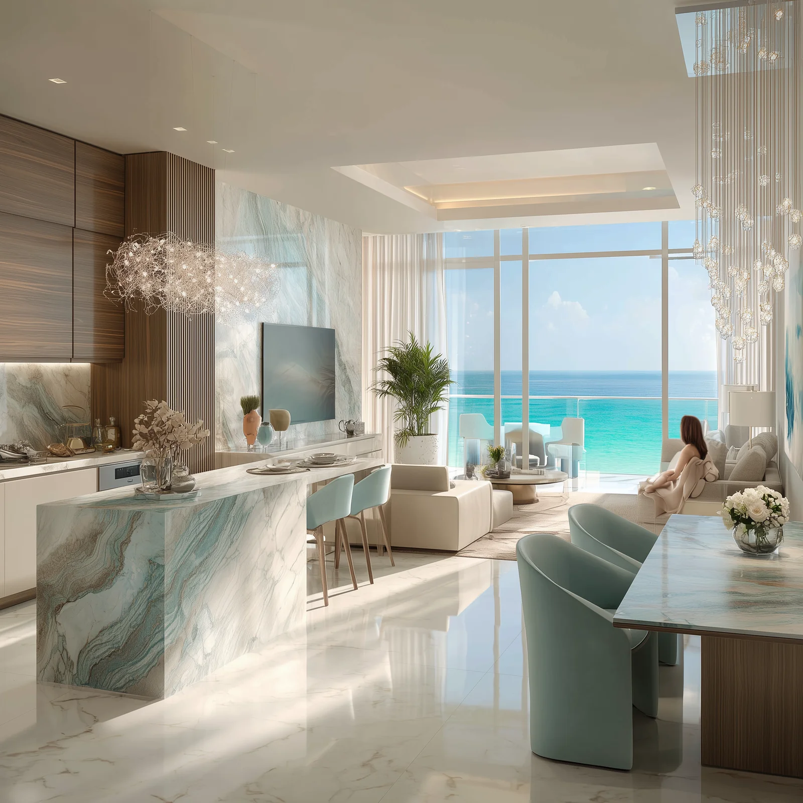 Vistal Victoria Swarovski two-bedroom open-plan living and dining, Al Mouj Muscat