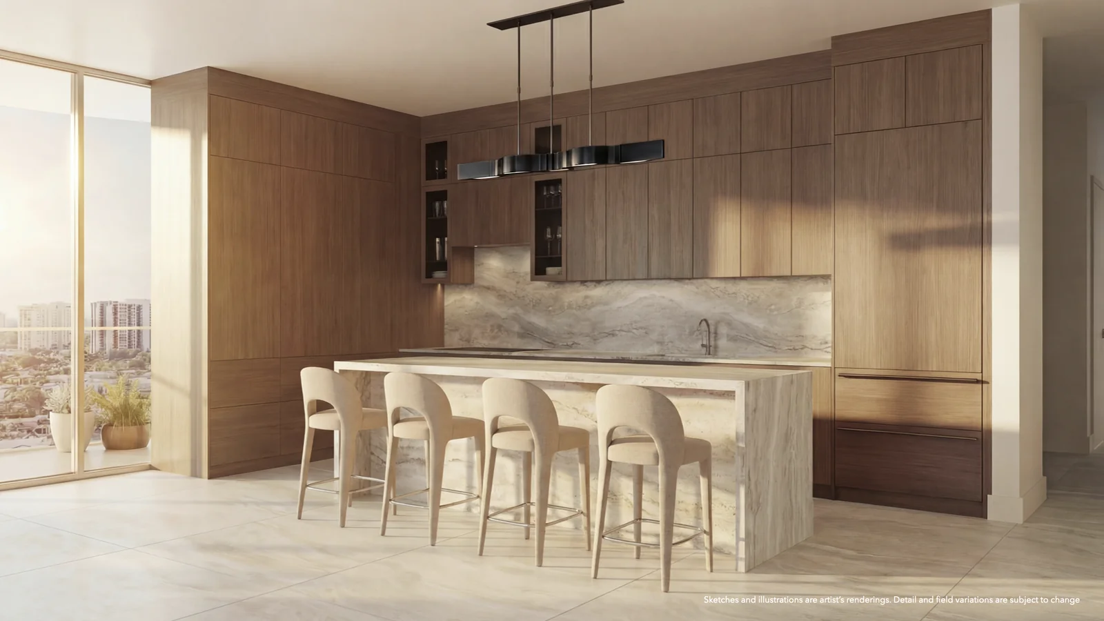 Continuum 12000 - Luxury kitchen with Sub-Zero Wolf appliances and travertine island