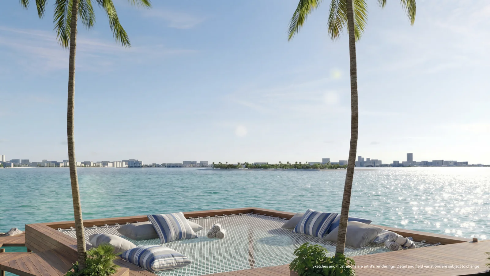 Continuum 12000 - Pool deck with sunbeds and Biscayne Bay views