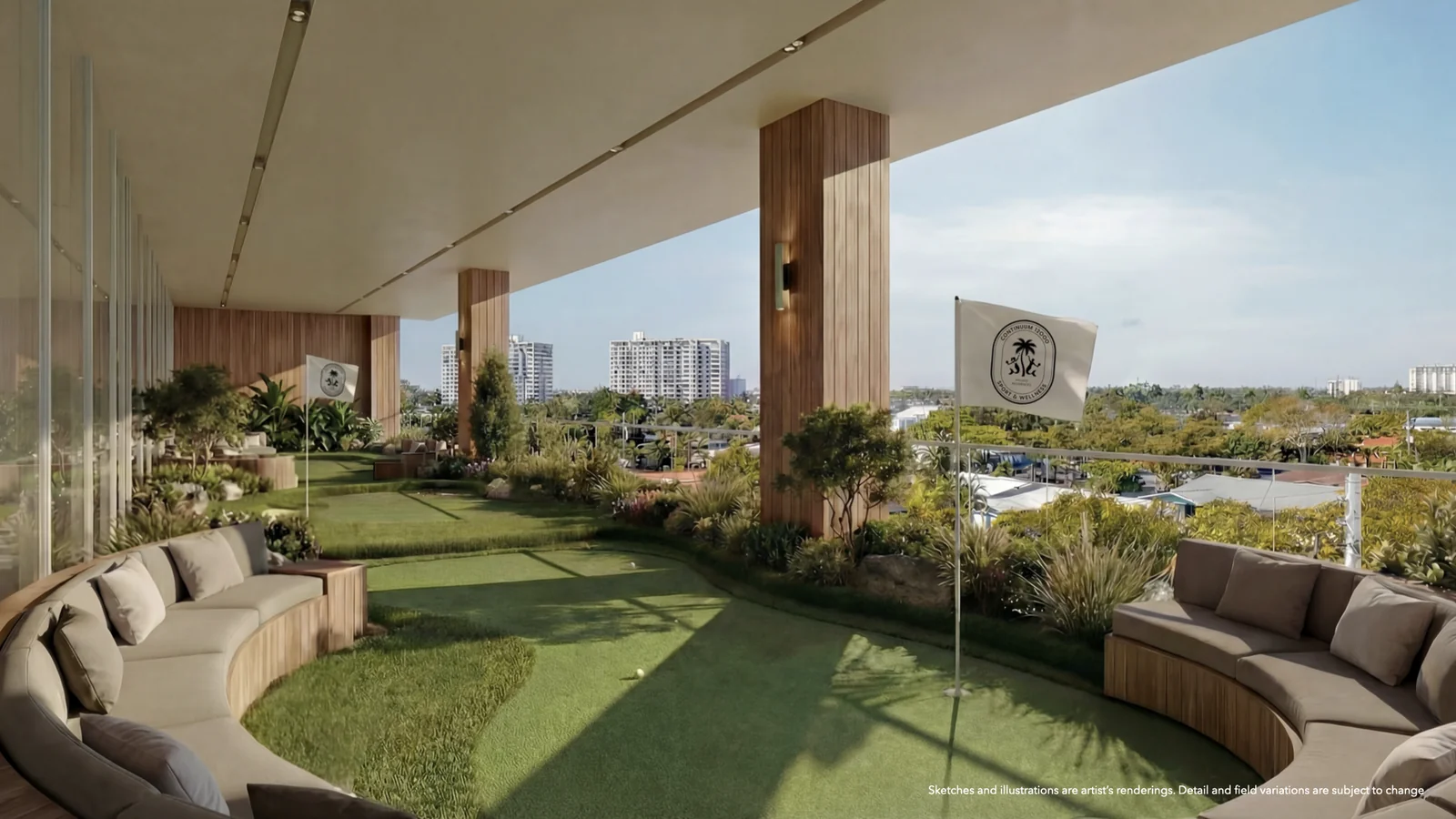 Continuum 12000 - Outdoor putting green and golf simulator facility