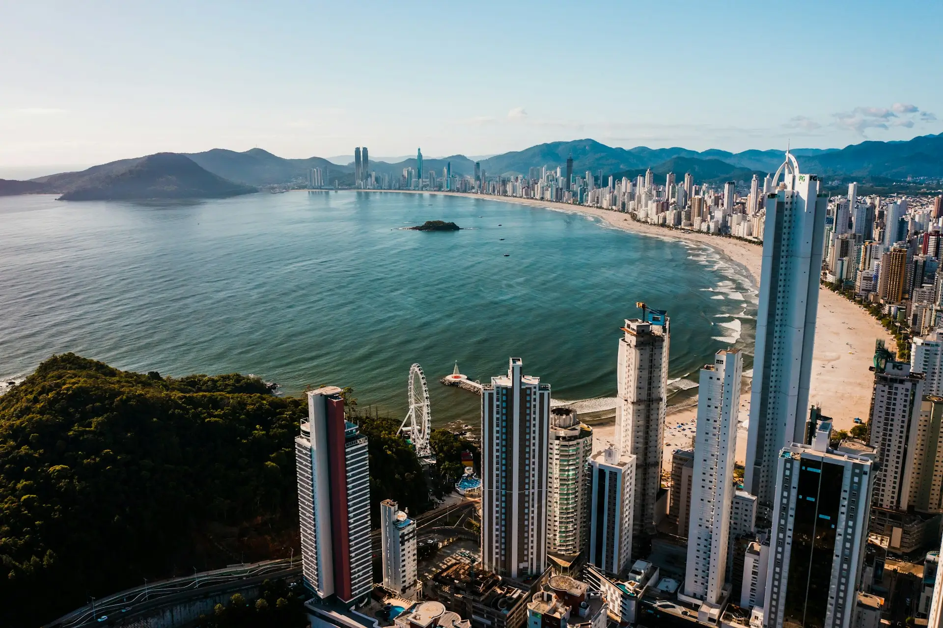 High-rise towers along the beachfront of Balneário Camboriú, Brazil's skyscraper capital