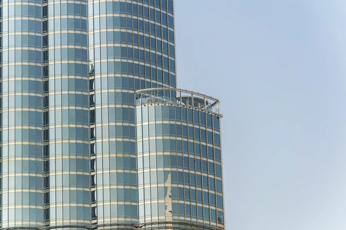Burj Khalifa glass facade, Downtown Dubai, illustrating the UAE Golden Visa property route