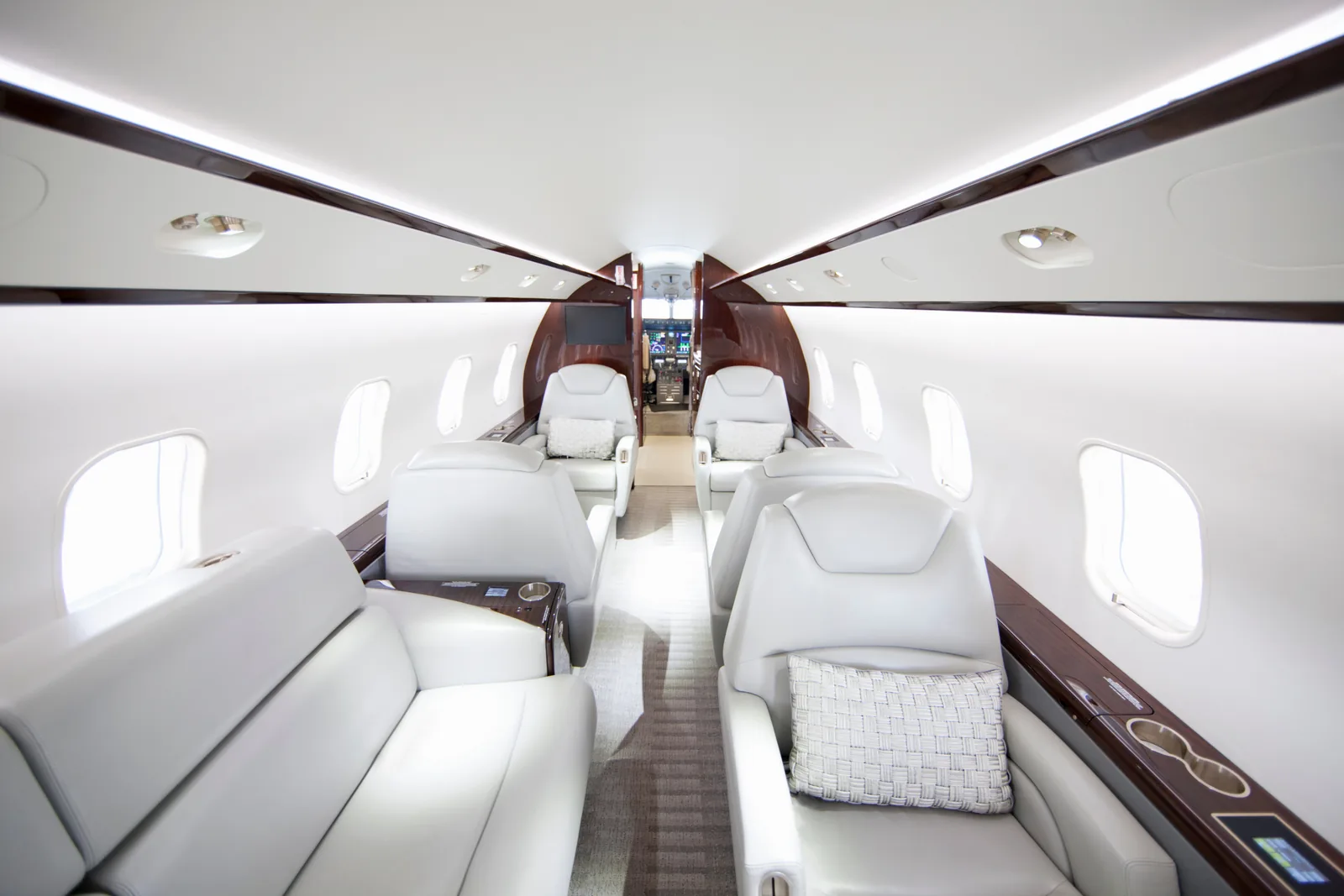 Bright cabin of a private jet, illustrating global mobility for residency-by-investment