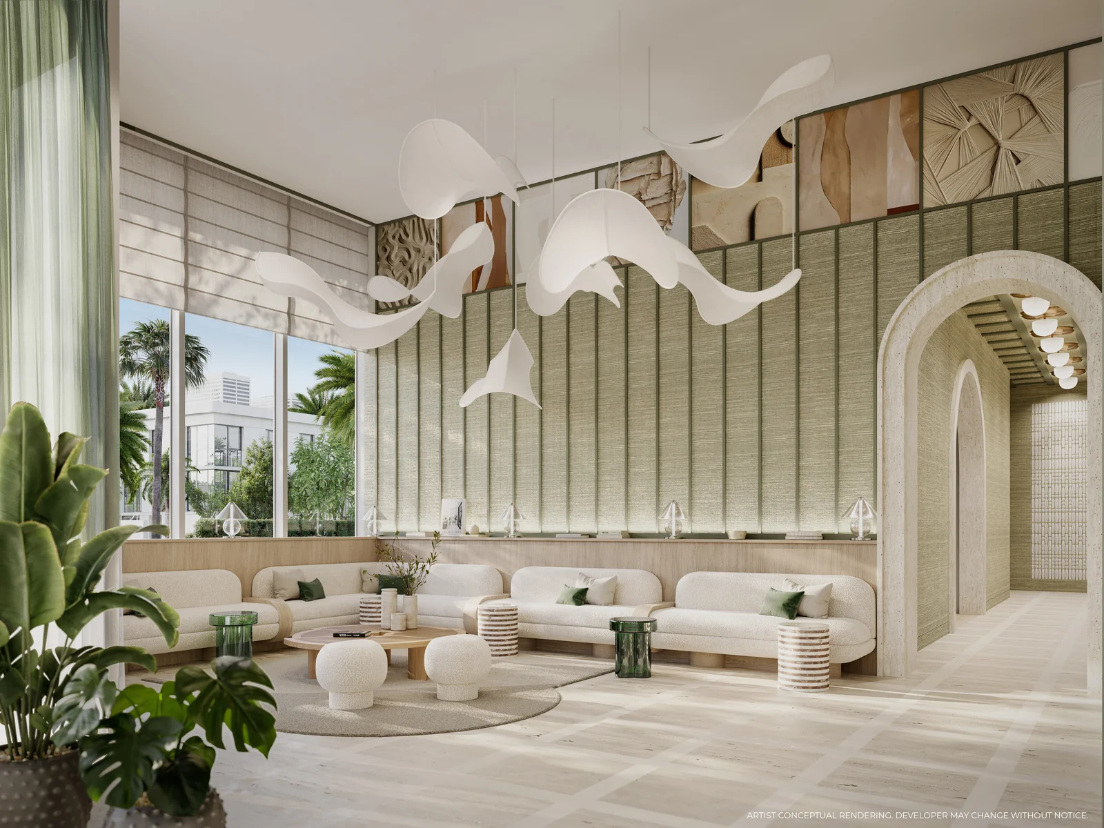 PALMA Miami Beach double-height lobby with floor-to-ceiling windows