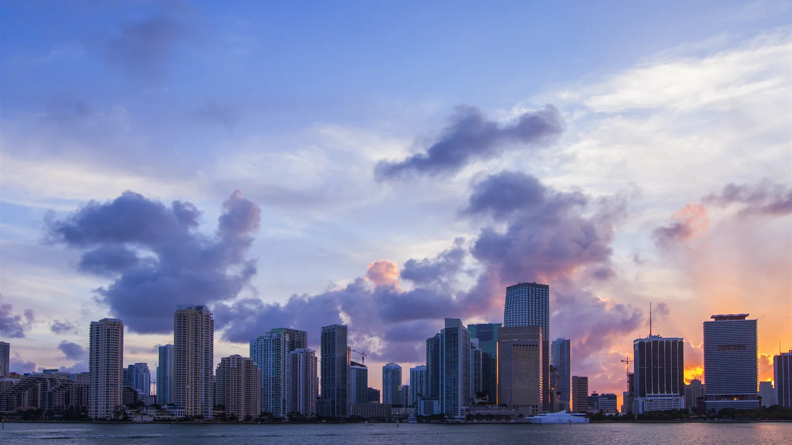 Downtown Miami skyline at sunset, the market where non-hotel branded residences are concentrated