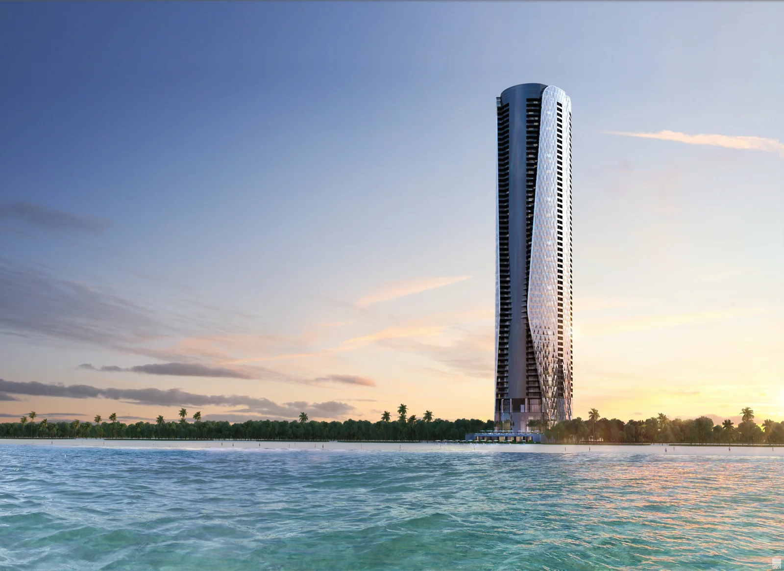 Bentley Residences beachfront tower along the Atlantic shoreline, Sunny Isles Beach Miami