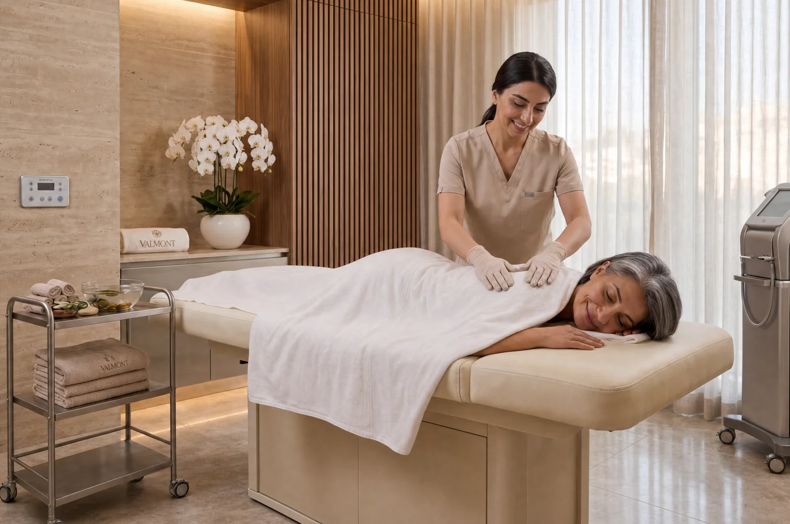 Valmont Armenia wellness therapy suite during a restorative massage treatment