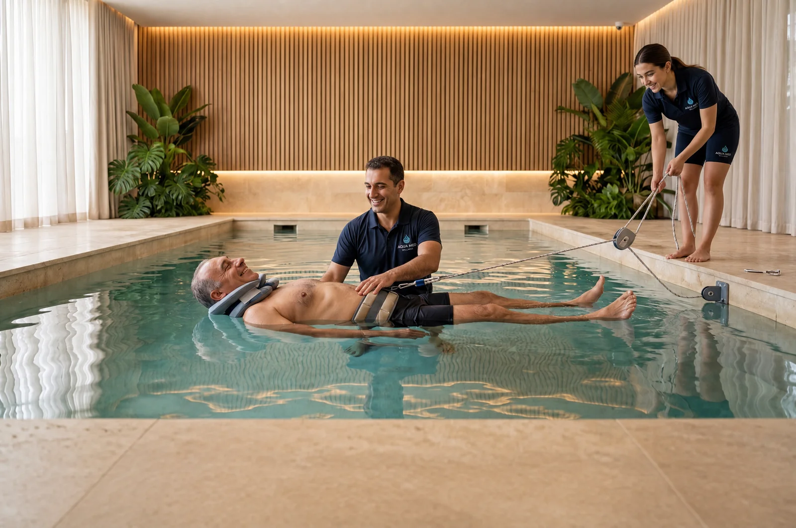 Valmont Armenia hydrotherapy pool with assisted aquatic rehabilitation session