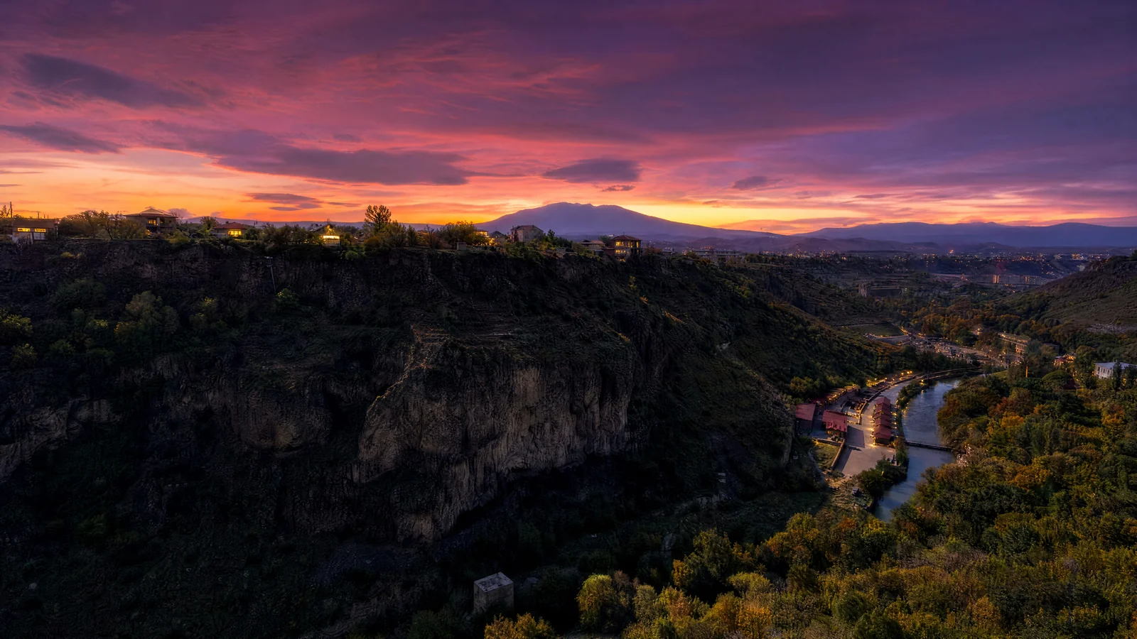 Arzni gorge at sunset near Valmont Armenia, twenty-four kilometres from Yerevan