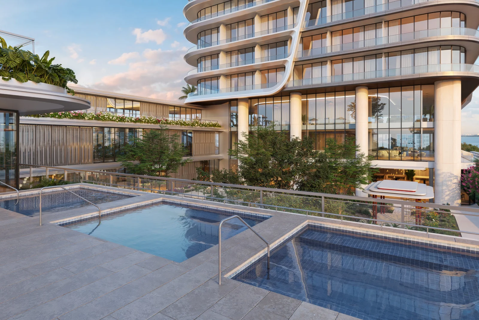 Anantara Residences Miami hot and cold plunge pools on the wellness terrace