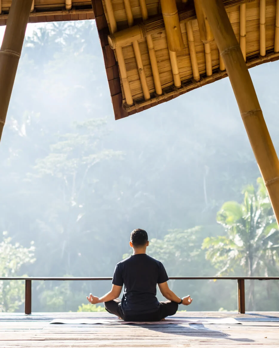 Banyan Tree Residences West Palm Beach meditation pavilion in bamboo set within tropical planting