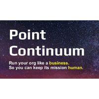 Point Continuum logo set on a starry sky background.  "Run your org like a business. So you can keep its mission human".