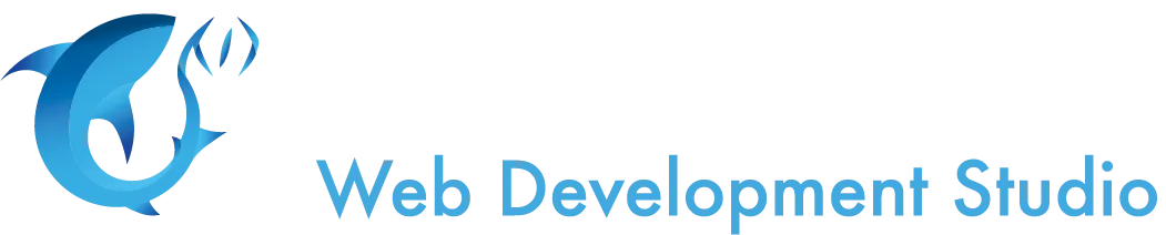 Logo of a blue shark fin next to text reading 'Web Development Studio'.