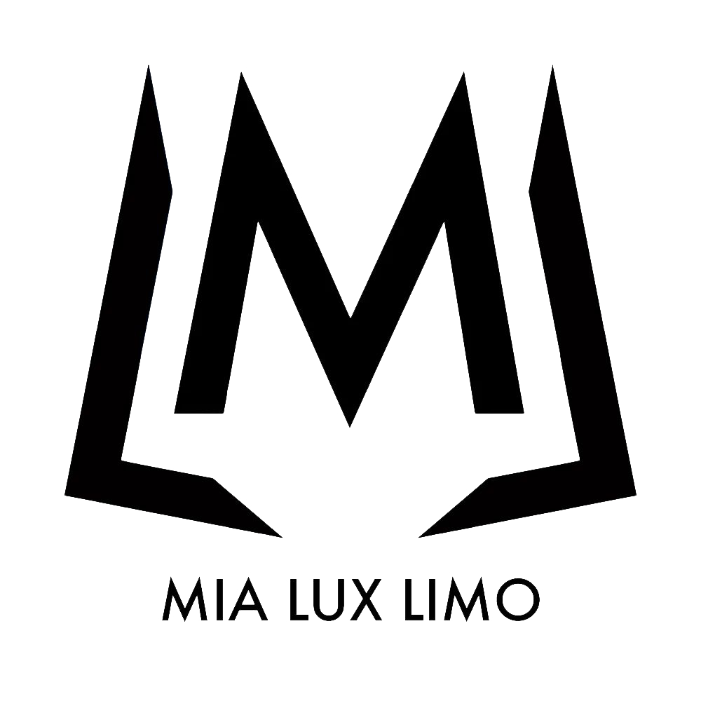 Black stylized M logo forming angular shapes above the text 'MIA LUX LIMO'.
