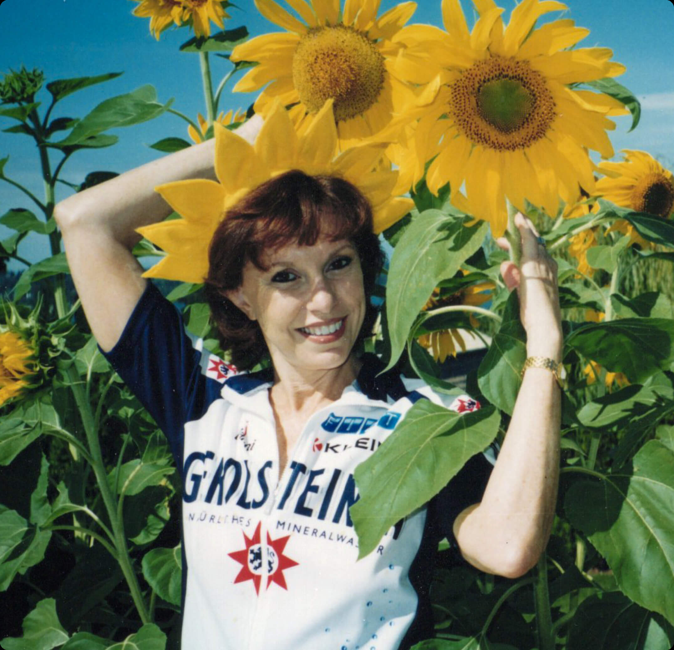 Ana Maria Weidner with sunflowers