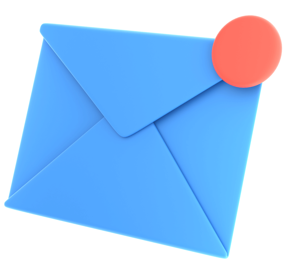Blue envelop with red notification dot
