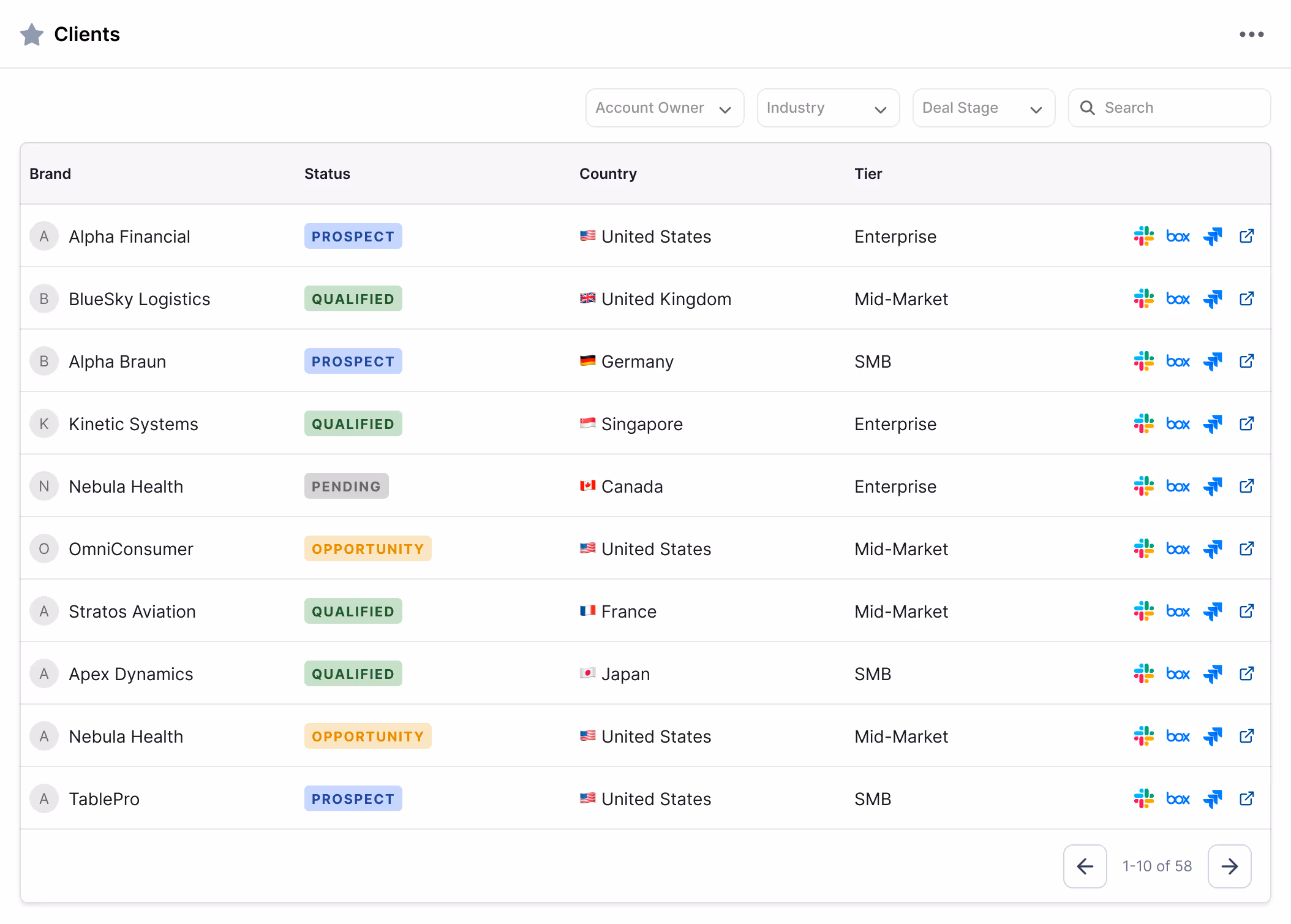 A feed list titled My Feed showing various company updates and announcements with icons, titles, dates, descriptions, and like counts.