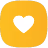 White heart icon centered on a rounded yellow square background.