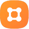 Orange square icon with rounded corners featuring a white stylized network or connection symbol in the center.