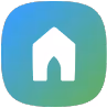 White house icon on a rounded blue and green gradient background.