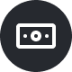 Icon of a white dollar bill with a dollar sign inside a dark circular background.