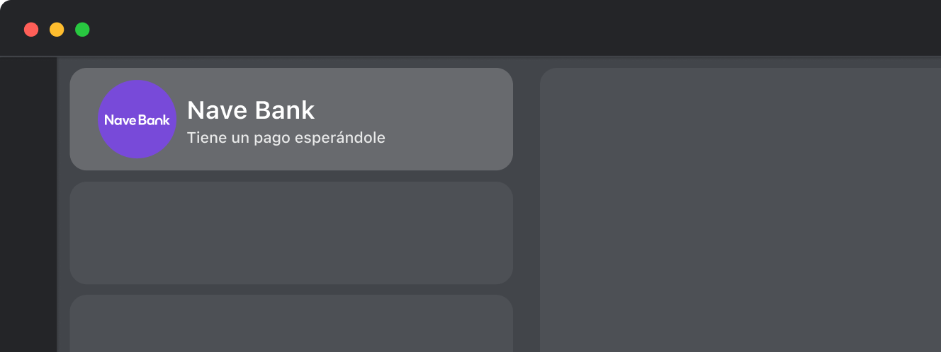 Nave Bank notification on a chat interface with BIMI certification.