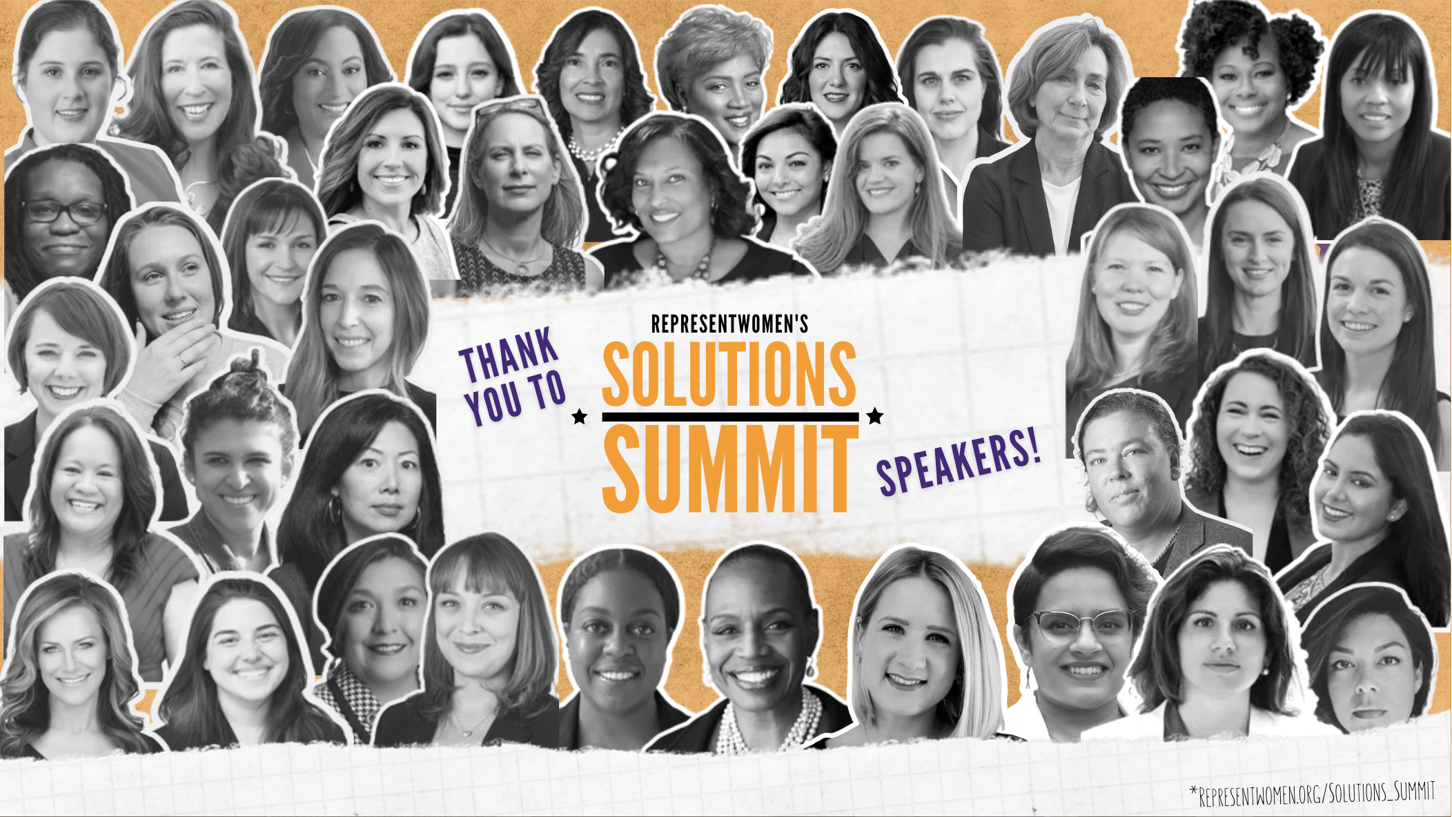 Thank-you collage of headshots for the speakers and participants of RepresentWomen's 2023 Democracy Solutions Summit.