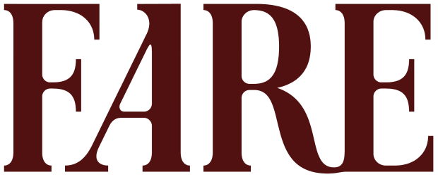 The word 'FARE' shown in large, dark red, bold serif letters on a white background.