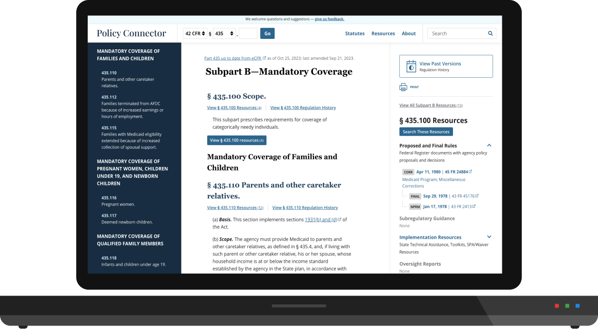 Screenshot of Policy Connector application