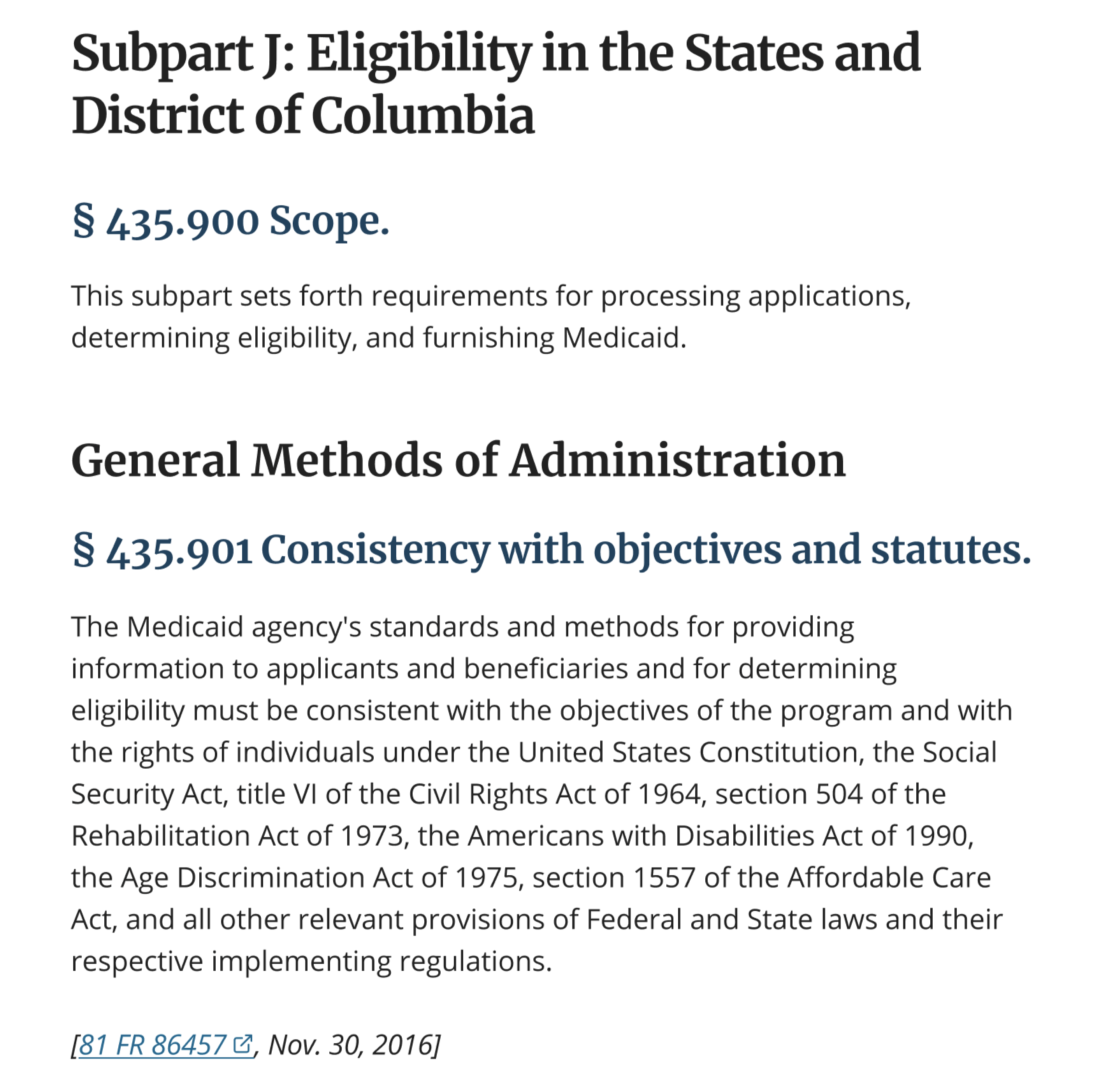 Screenshot of formatted, up-to-date reg text in Policy Connector.