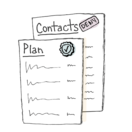 Approved and denied stamps on a stack of documents for review.