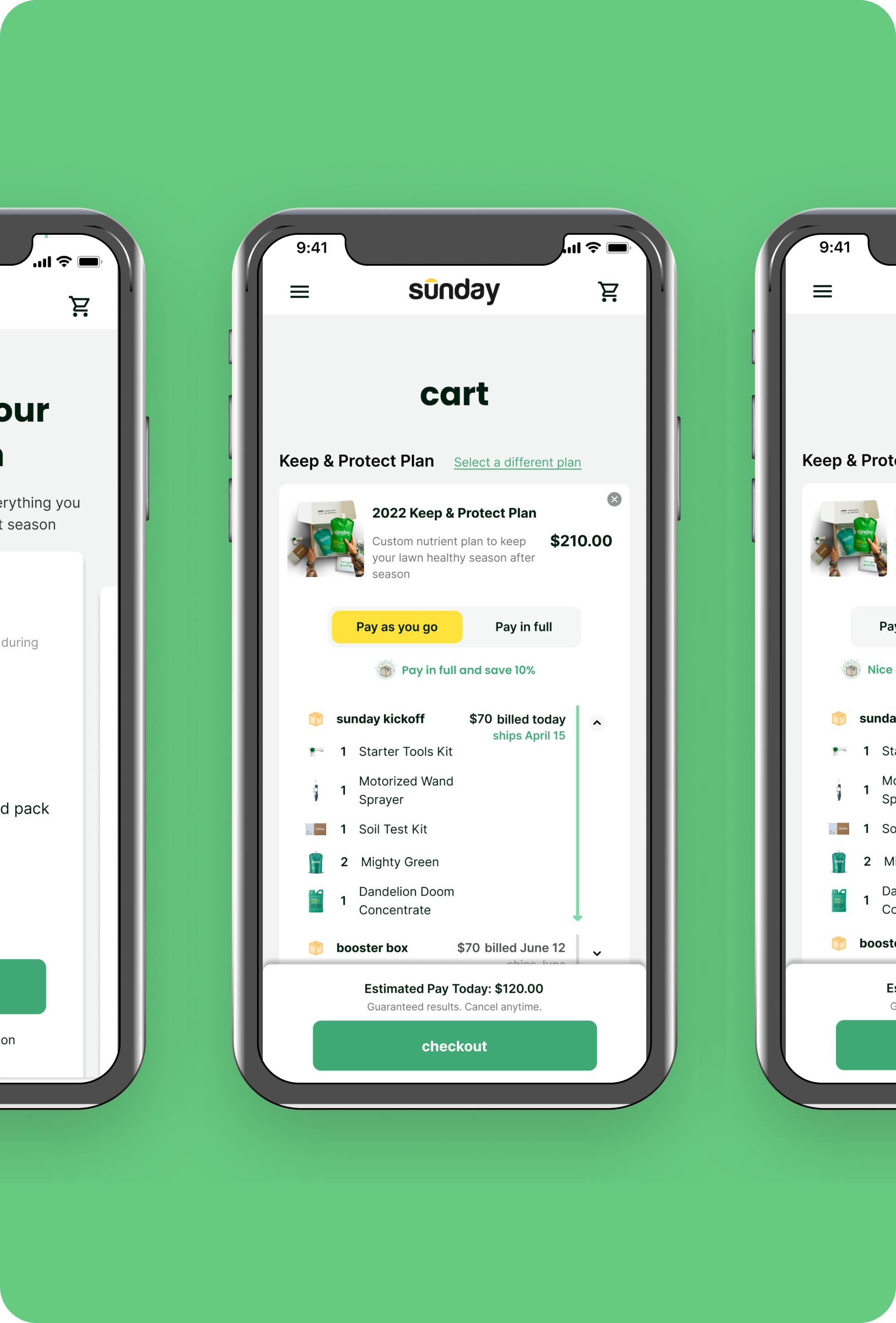 Sunday flexible subscription payment on mobile