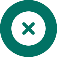 White circle with green 'X' symbol inside a green outer circle.