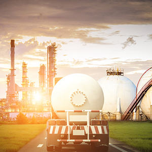 Tanker driving to energy site