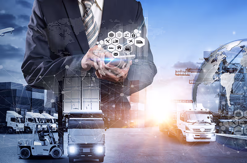 Graphic showing all areas of a logistics supply chain