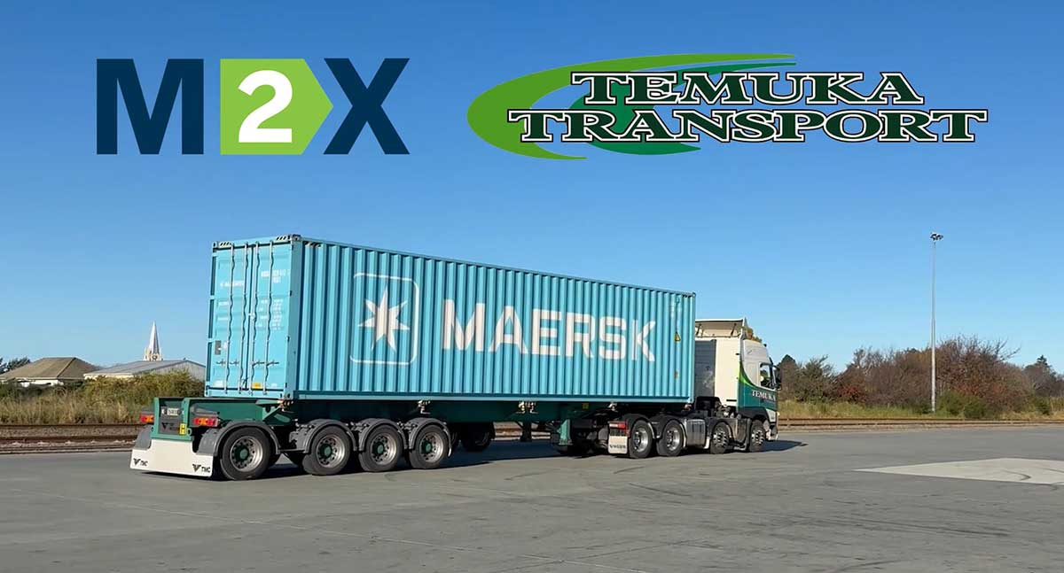 Container truck with M2X and Temuka Transport logos