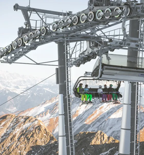 Ski lift with view of mountains