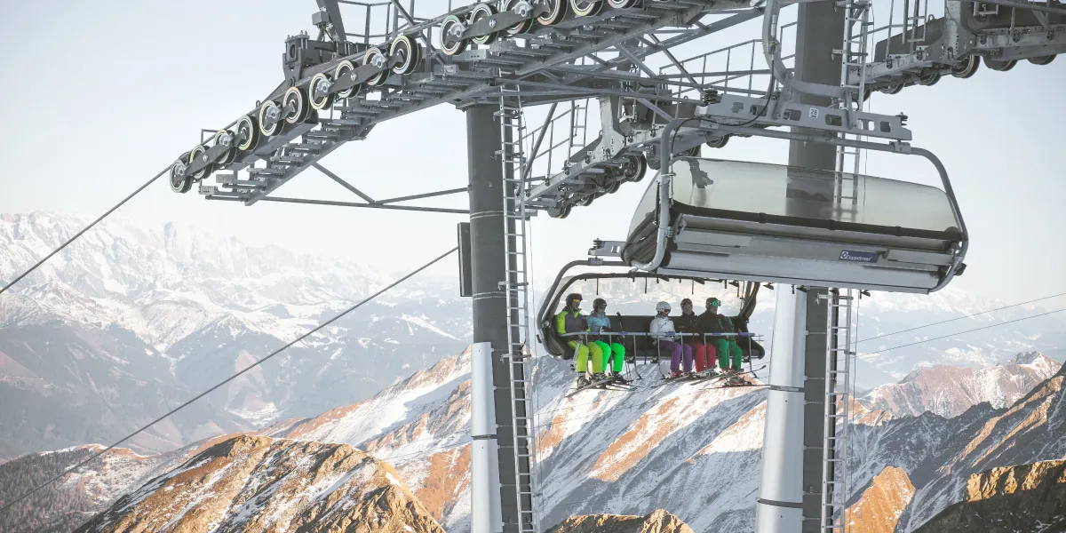 Ski lift with view of mountains