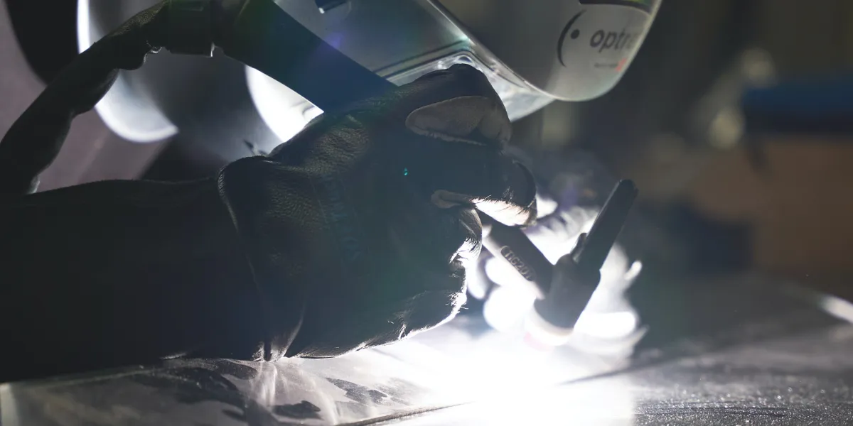 Zoom in shot of welder